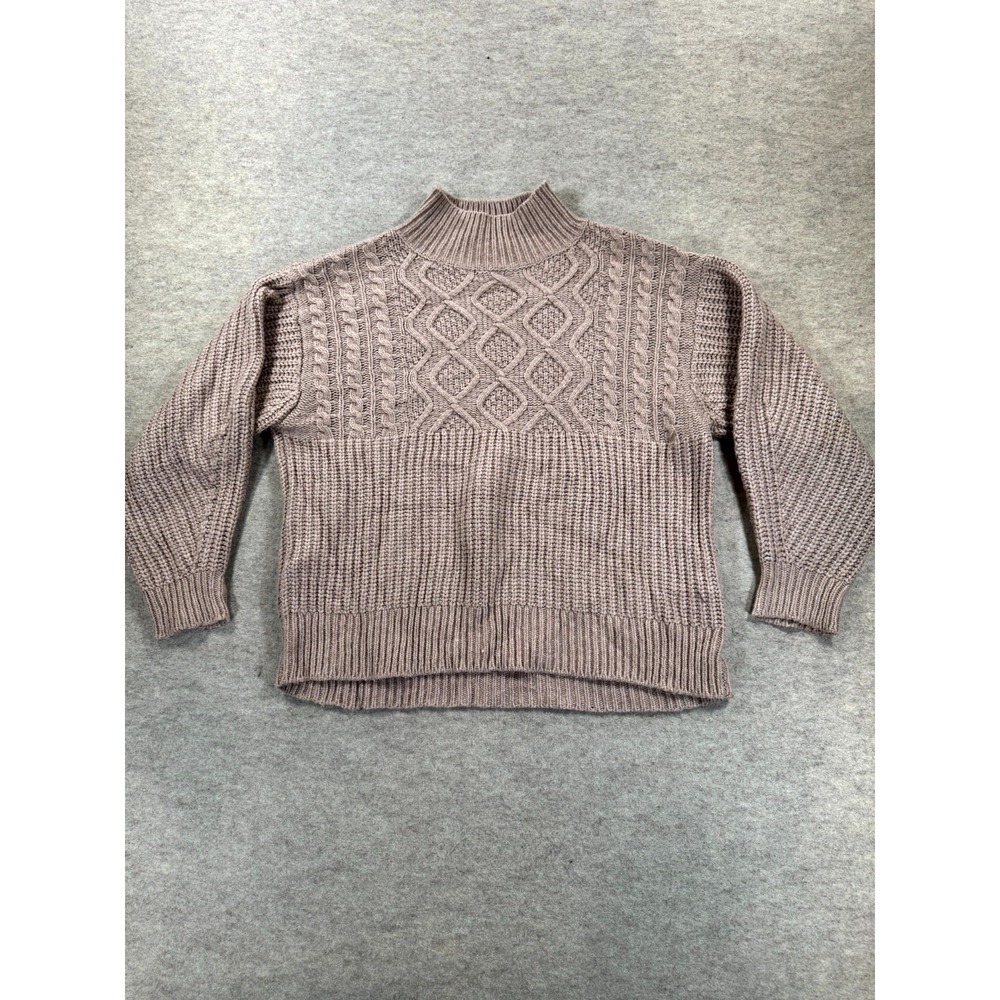 A New Day Sweater Womens Medium Nude Pink Cable Knitted Long Sleeve Pullover
